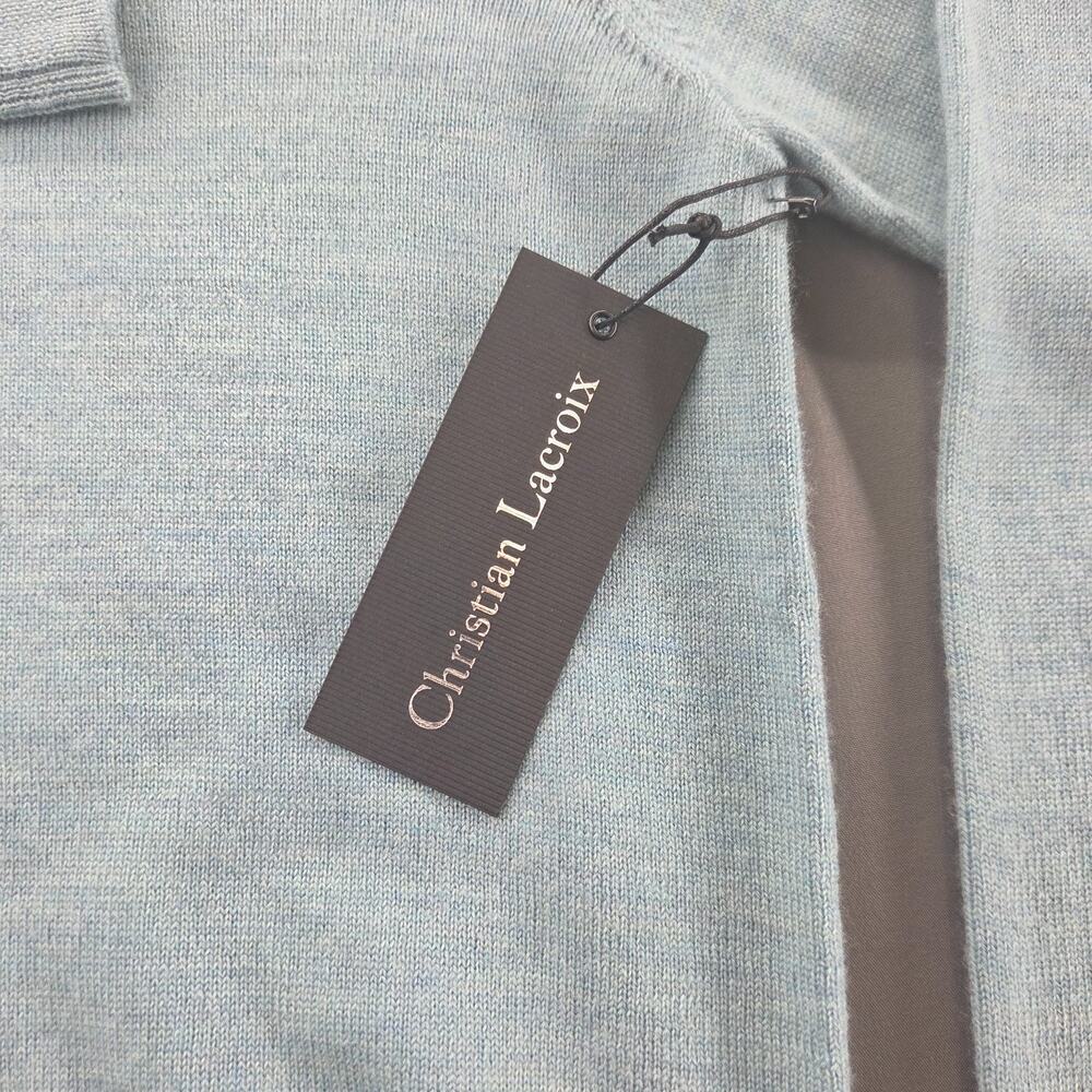 NWT Christian Lacroix Extra Fine Merino Wool Sweater Mens Small Teal Crewneck - Picture 2 of 11